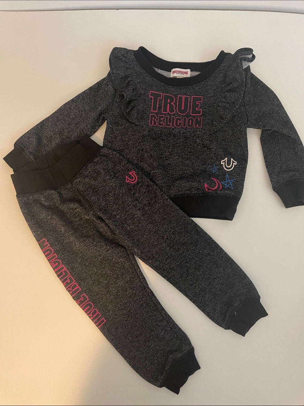 True Religion Gray Sparkle Girls Sweatsuit Size 3T